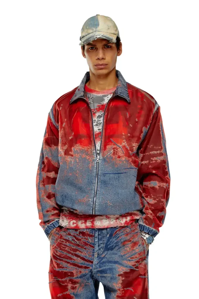 d-krap-fse Jacket in devoré denim with logo