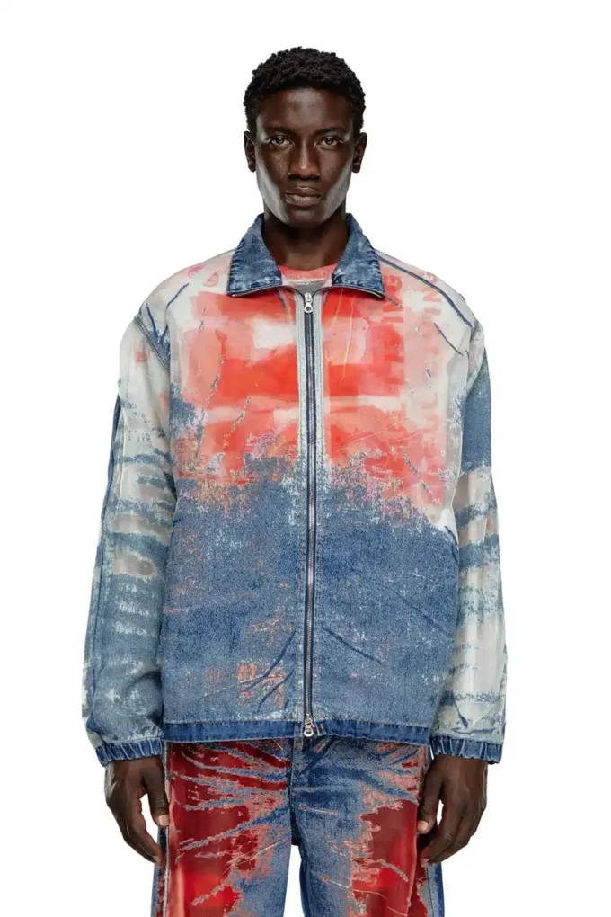 d-krap-fse Jacket in devoré denim with logo