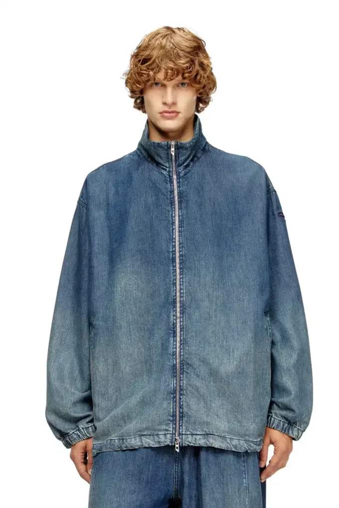 d-krap-s6 Zipped jacket in fluid denim