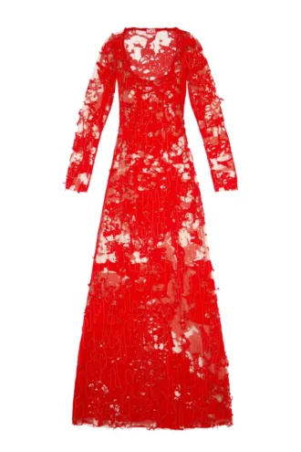 d-lea Long devoré dress in tulle and jersey