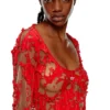 d-lea Long devoré dress in tulle and jersey