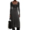 d-ley Midi dress in faded ribbed jersey