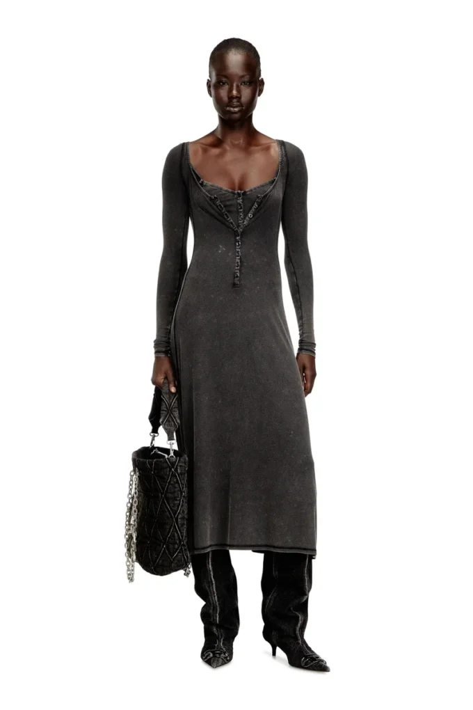 d-ley Midi dress in faded ribbed jersey