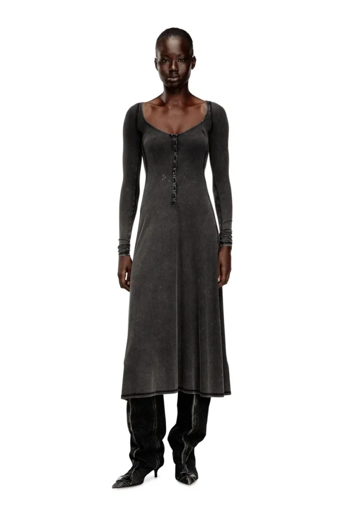 d-ley Midi dress in faded ribbed jersey