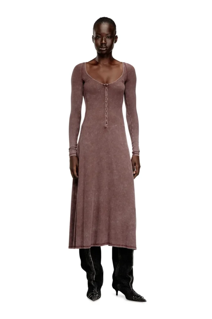 d-ley Midi dress in faded ribbed jersey