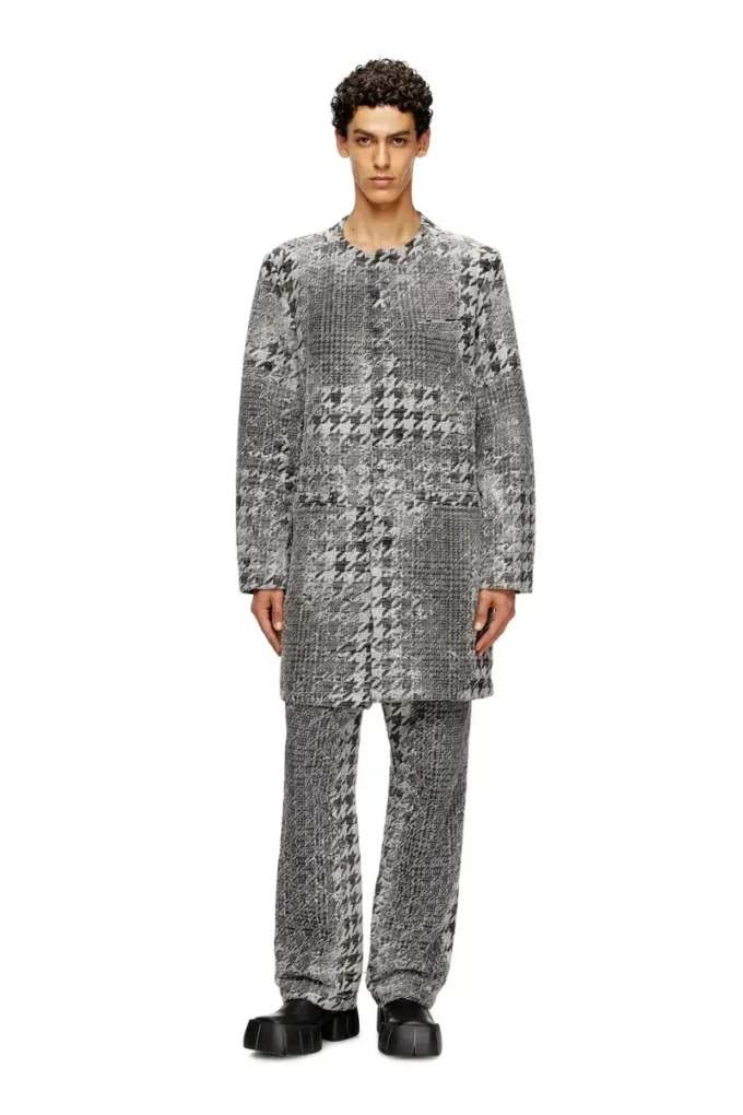 d-lot-fsh Coat in Prince of Wales jacquard denim