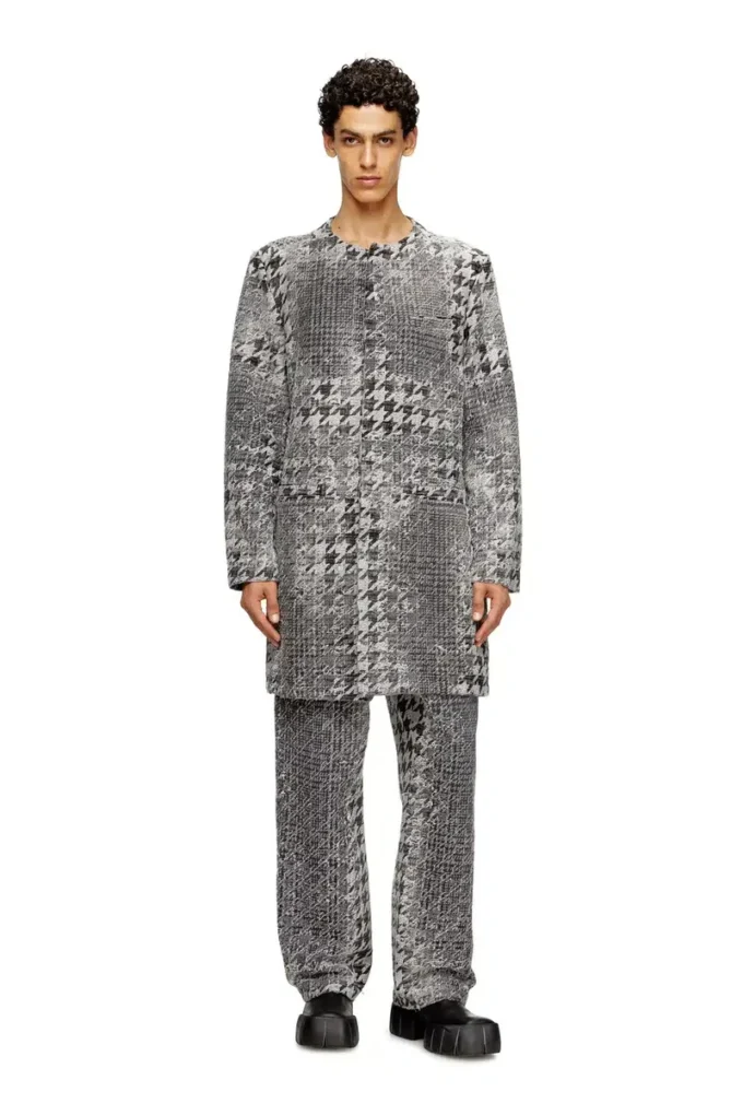 d-lot-fsh Coat in Prince of Wales jacquard denim