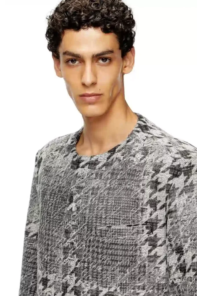 d-lot-fsh Coat in Prince of Wales jacquard denim