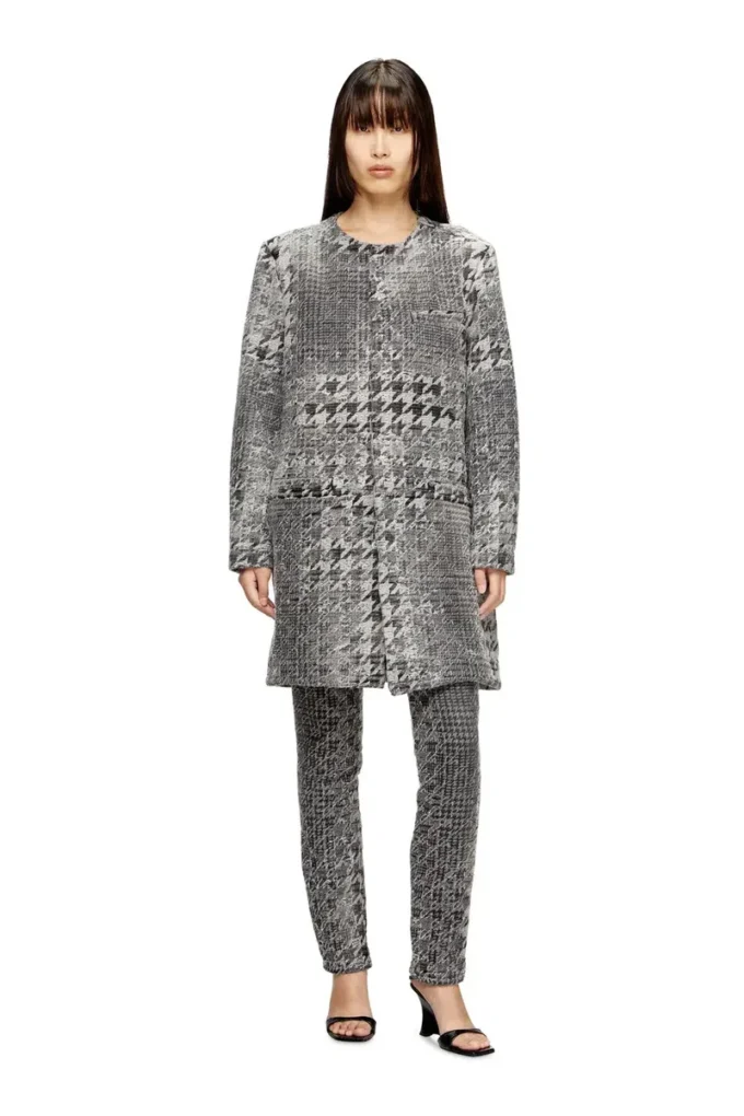 d-lot-fsh Coat in Prince of Wales jacquard denim