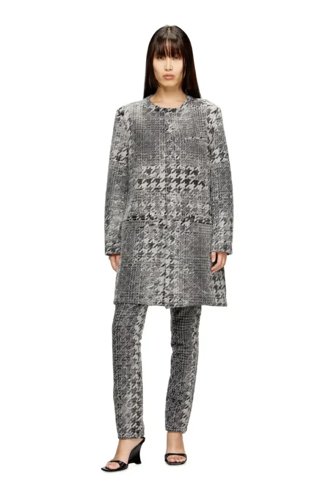 d-lot-fsh Coat in Prince of Wales jacquard denim