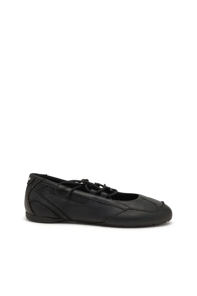 d-mile ballerina lace up w D-Mile-Lace-up ballet flats in leather and mesh