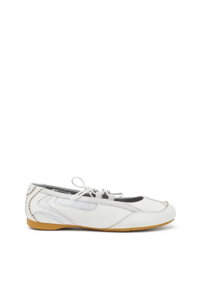 d-mile ballerina lace up w D-Mile-Lace-up ballet flats in leather and mesh