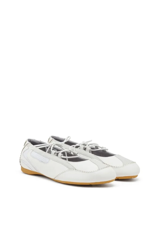 d-mile ballerina lace up w D-Mile-Lace-up ballet flats in leather and mesh