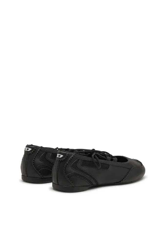 d-mile ballerina lace up w D-Mile-Lace-up ballet flats in leather and mesh