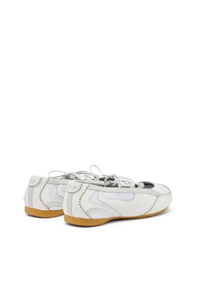 d-mile ballerina lace up w D-Mile-Lace-up ballet flats in leather and mesh