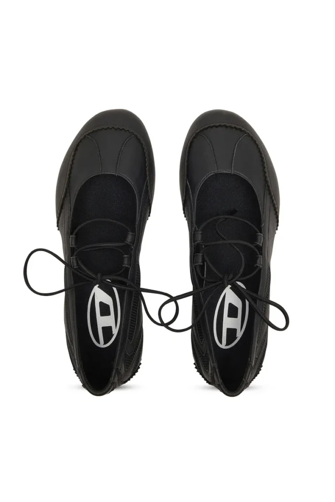 d-mile ballerina lace up w D-Mile-Lace-up ballet flats in leather and mesh