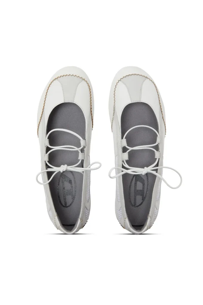 d-mile ballerina lace up w D-Mile-Lace-up ballet flats in leather and mesh