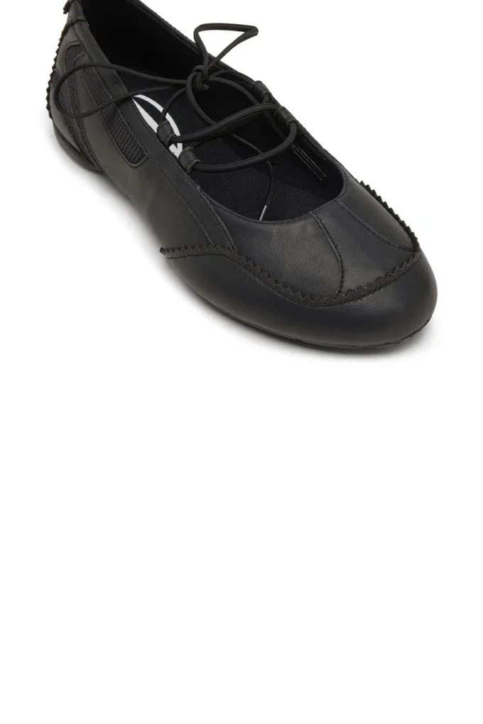 d-mile ballerina lace up w D-Mile-Lace-up ballet flats in leather and mesh