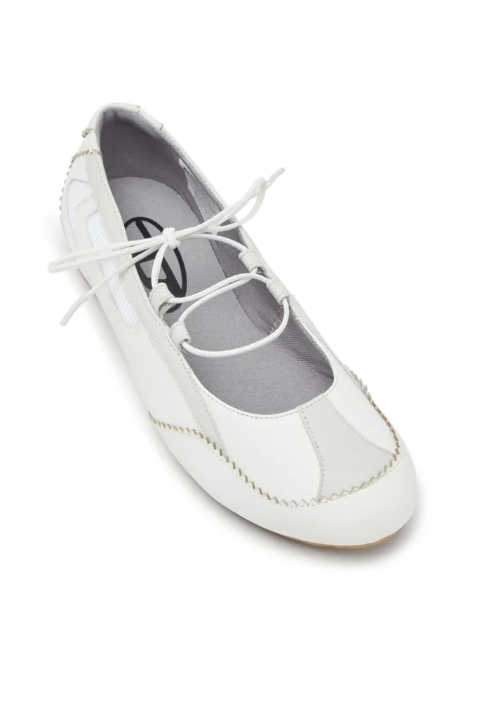 d-mile ballerina lace up w D-Mile-Lace-up ballet flats in leather and mesh