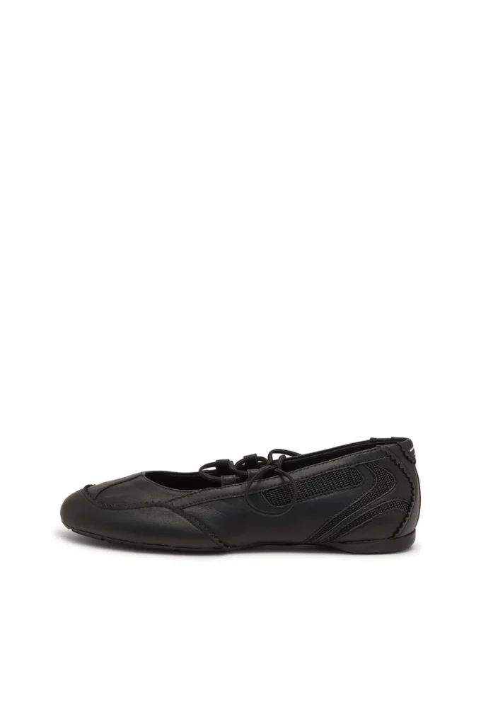 d-mile ballerina lace up w D-Mile-Lace-up ballet flats in leather and mesh