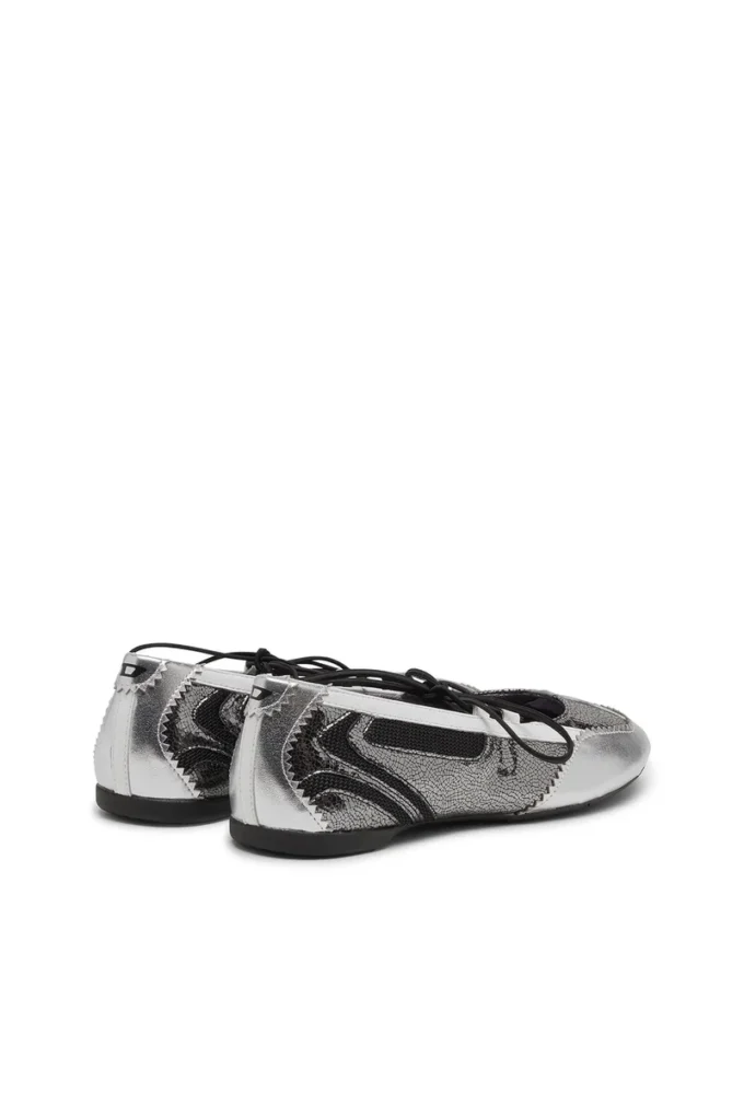 d-mile ballerina lace up w D-Mile-Metallic lace-up ballet flats