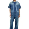 d-nabil-d Bowling shirt in contrast-effect denim
