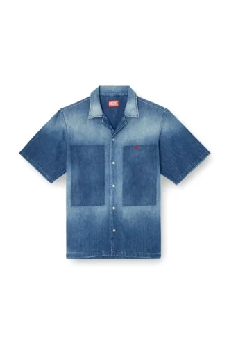 d-nabil-d Bowling shirt in contrast-effect denim