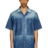 d-nabil-d Bowling shirt in contrast-effect denim