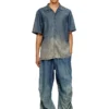 d-nabil-s3 Bowling shirt in gradient fluid denim