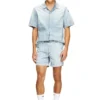 d-nabil-s4 Bowling shirt in marbled denim
