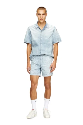 d-nabil-s4 Bowling shirt in marbled denim