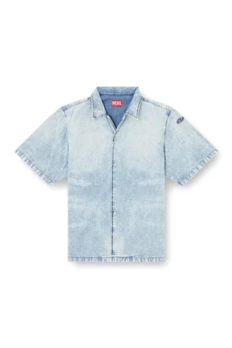 d-nabil-s4 Bowling shirt in marbled denim
