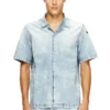 d-nabil-s4 Bowling shirt in marbled denim