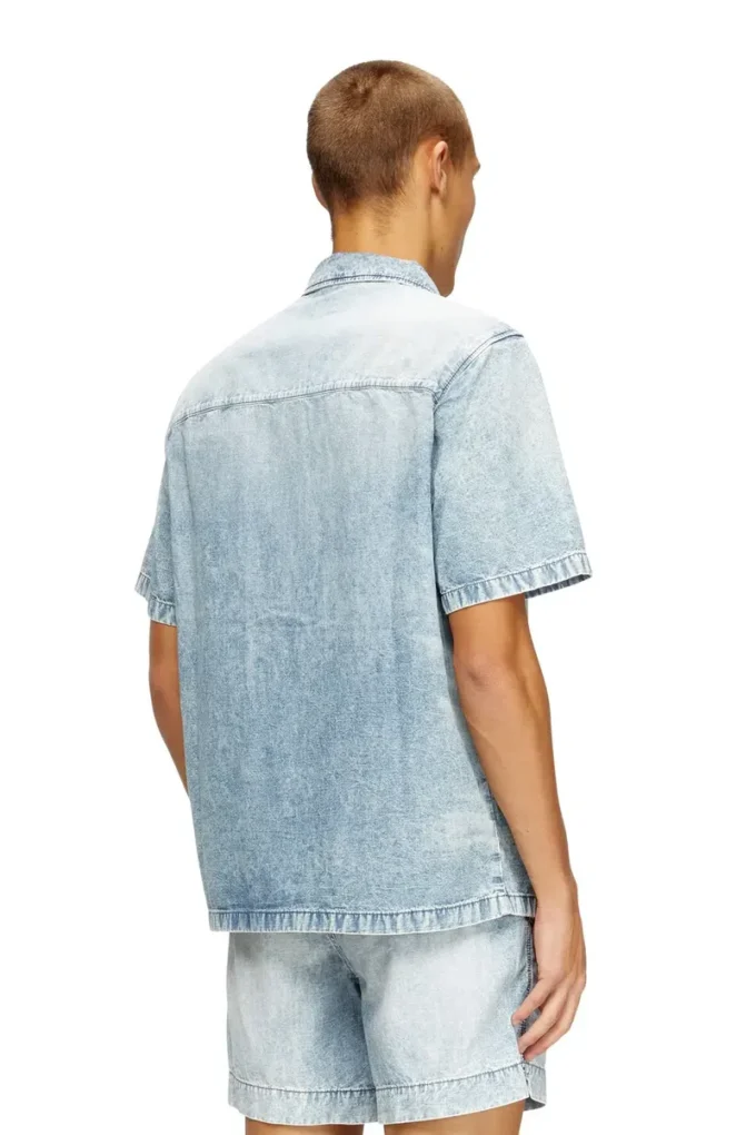 d-nabil-s4 Bowling shirt in marbled denim