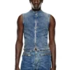d-nata-fse Sleeveless denim top with biker details