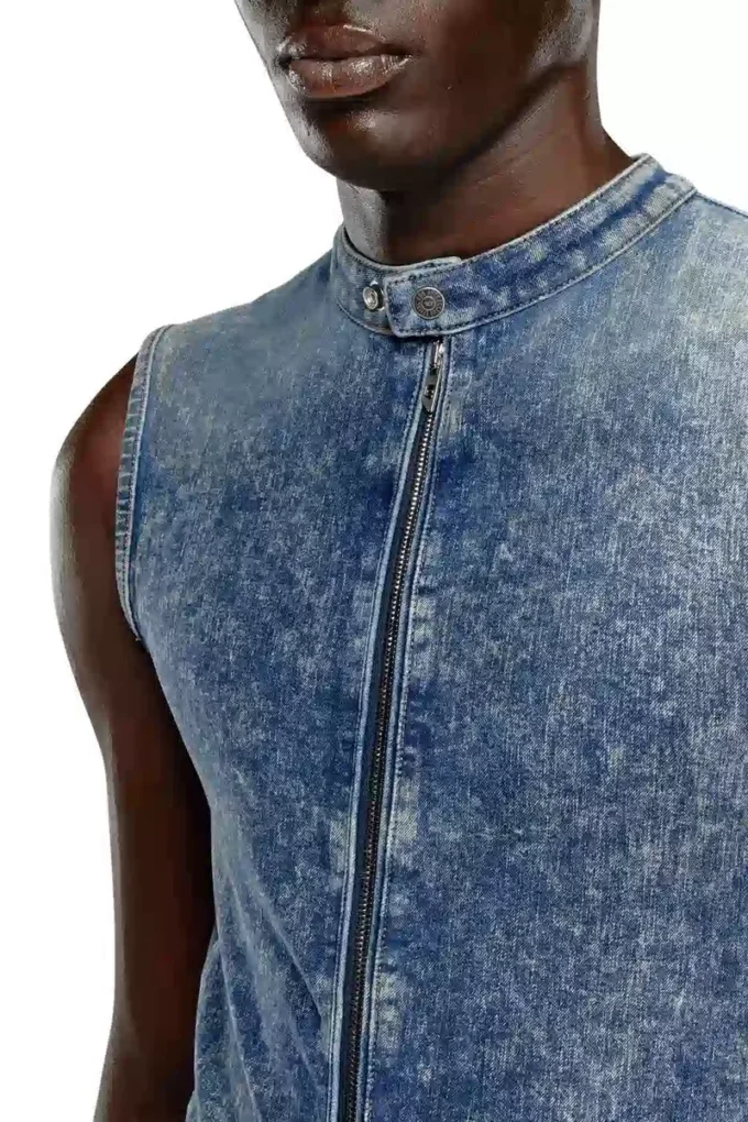 d-nata-fse Sleeveless denim top with biker details