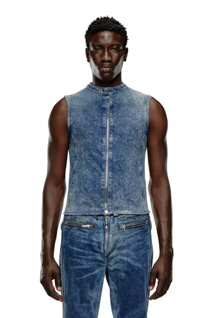 d-nata-fse Sleeveless denim top with biker details