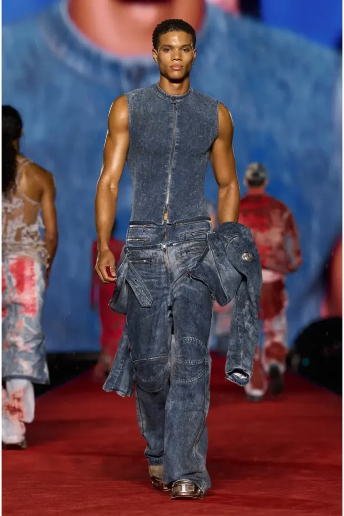 d-nata-fse Sleeveless denim top with biker details