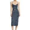 d-ony Midi dress in denim-look jersey