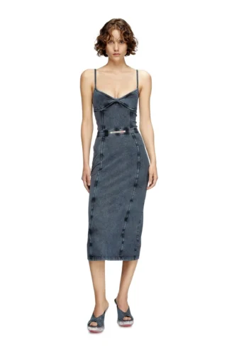 d-ony Midi dress in denim-look jersey