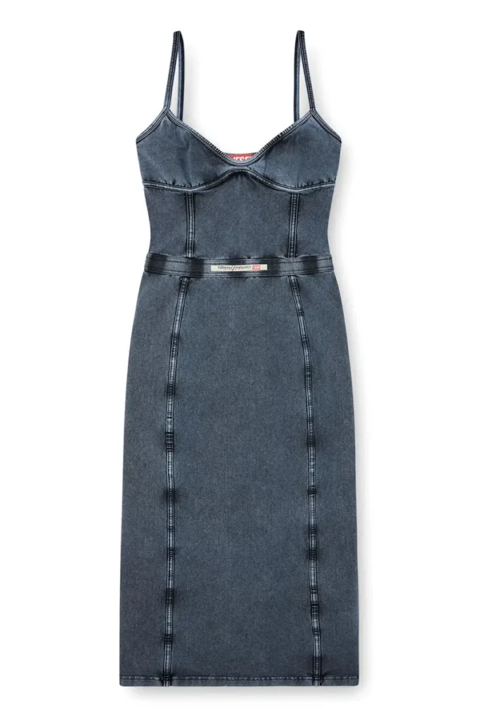 d-ony Midi dress in denim-look jersey