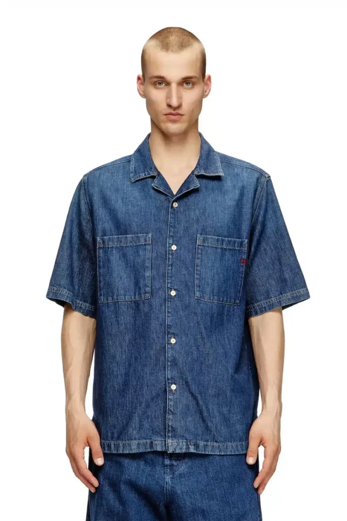 d-paroshort Bowling shirt in denim