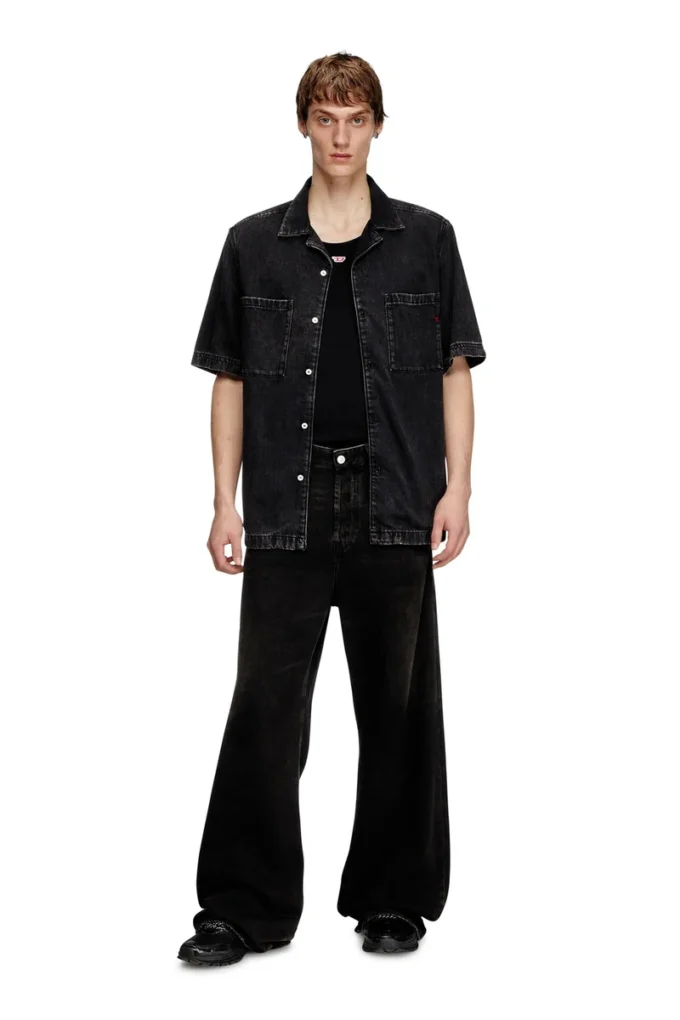 d-paroshort Bowling shirt in Tencel denim