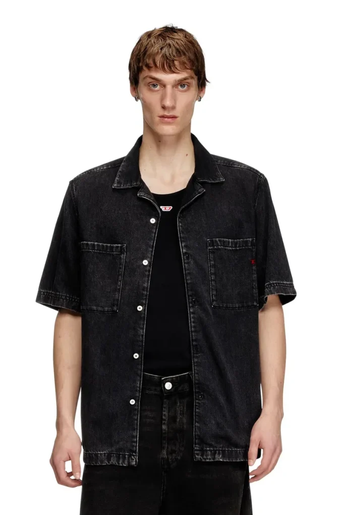d-paroshort Bowling shirt in Tencel denim