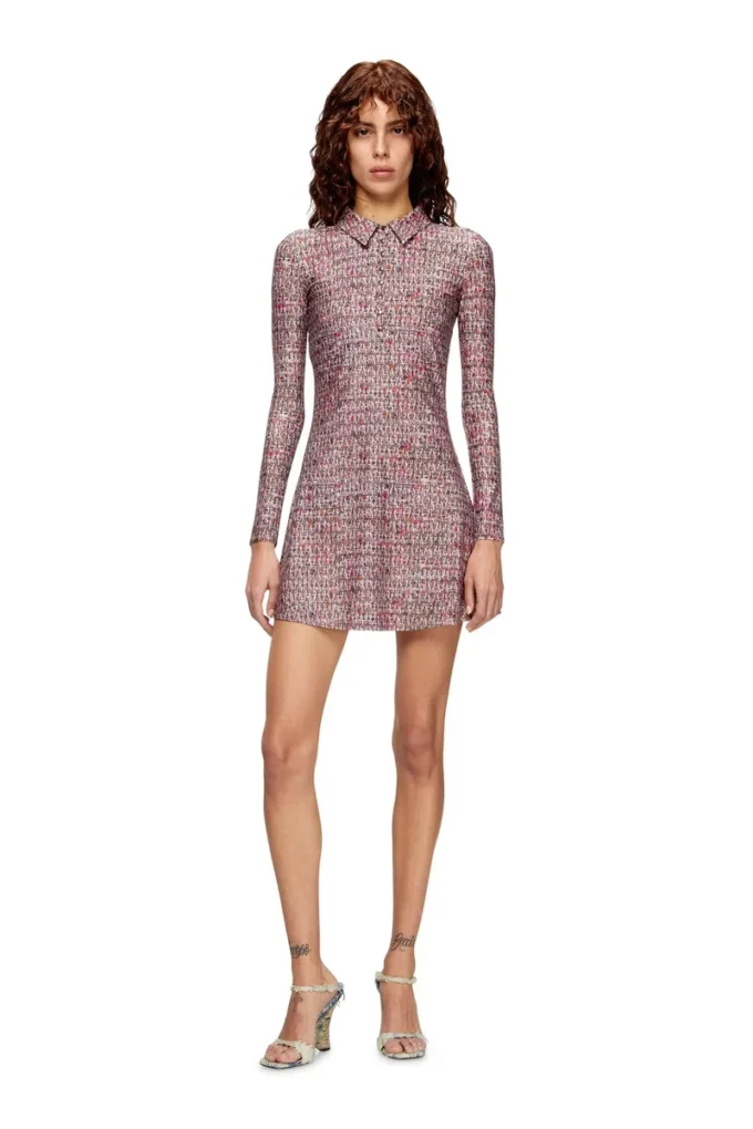d-polyna Lycra dress with bouclé print