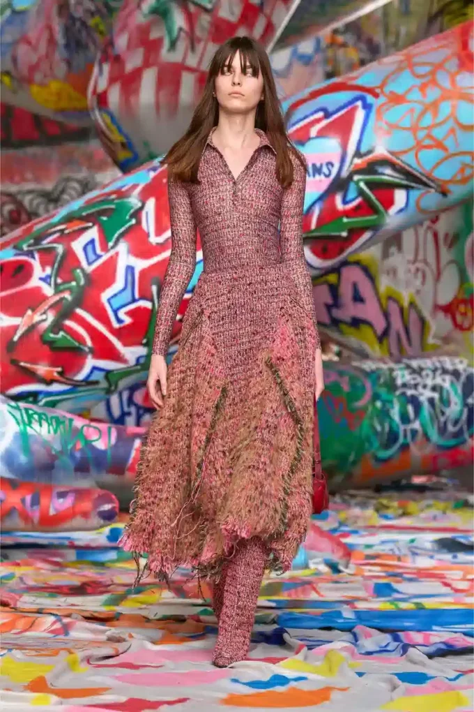 d-polyna Lycra dress with bouclé print