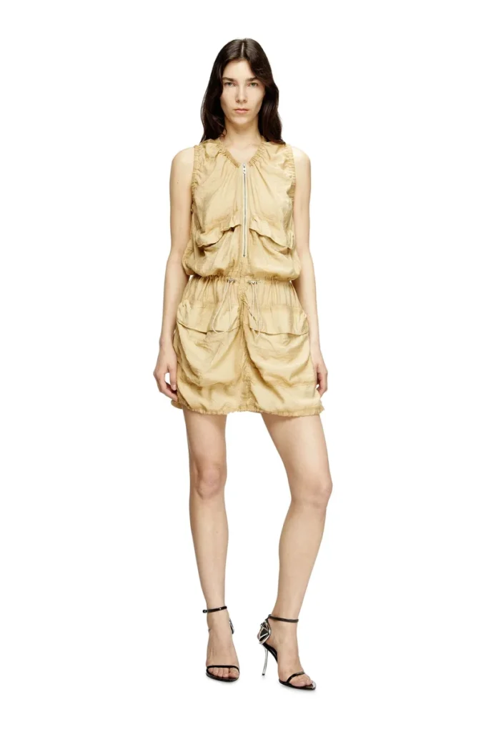 d-resden Cargo dress in treated viscose-nylon