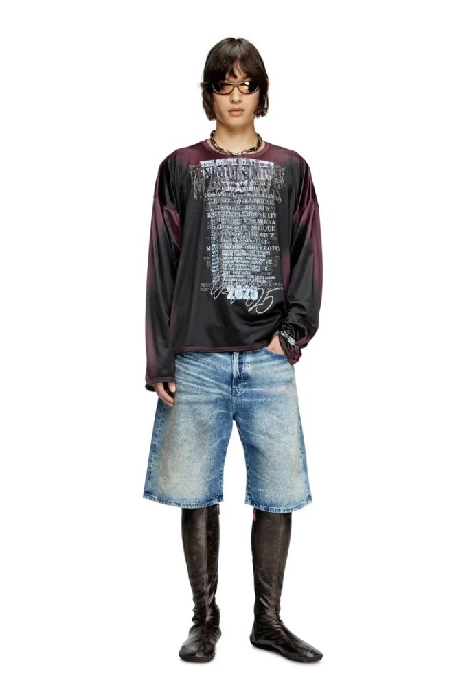 d-rixford-s Denim shorts with lyrics print