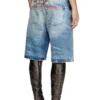 d-rixford-s Denim shorts with lyrics print