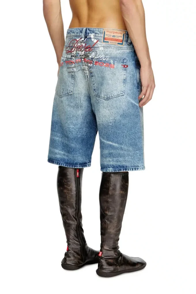 d-rixford-s Denim shorts with lyrics print